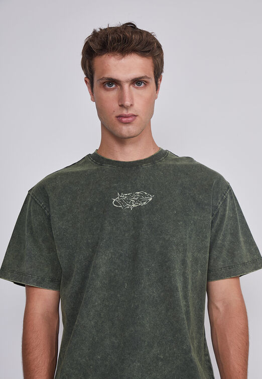 Polera Hombre Lavada Verde Sioux